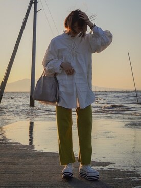 「古着女子」｜「アイテム（シャツワンピース）」を使った、mayaさん（レディース・153cm）の春コーディネート