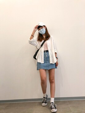 「5（ファイブ）のアイテム（スカート）」を使った、caolixuanさん（レディース・168cm）の秋コーディネート
