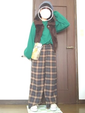 「Re:EDIT（リエディ）のアイテム（クラッチバッグ）」を使った、nanaさん（レディース・158cm）の冬コーディネート