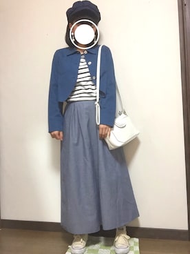 「ショート丈ジャケット」｜「アイテム（アクセサリー）」を使った、nanaさん（レディース・158cm）の春コーディネート