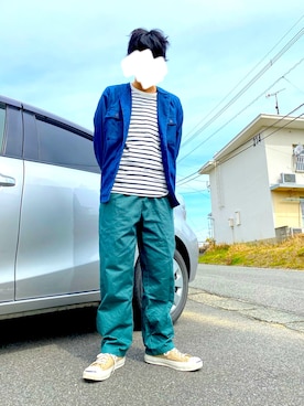 「無印良品（ムジルシリョウヒン）のアイテム（カバーオール）」を使った、リョーマさん（メンズ・158cm）の春コーディネート