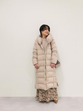 「マキシスカート」｜「アイテム（ダウンジャケット/コート）」を使った、rd_mioさん（レディース・153cm）の冬コーディネート