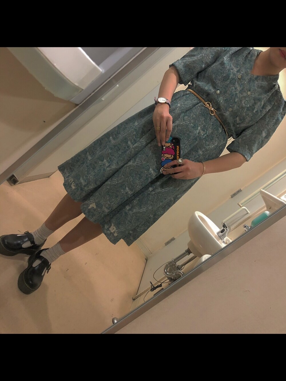 「used、VINTAGE、パナマボーイ、おばショット」｜「CHICAGOのアイテム（ワンピース、グリーン系）」を使った、あゆちゃんさん（レディース・166cm）の春コーディネートの1枚目の写真