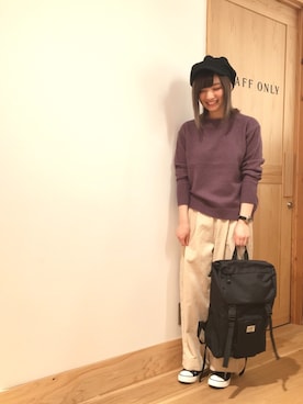 「coen（コーエン）のアイテム（キャスケット）」を使った、coen ゆきさん（レディース・156cm）の秋コーディネート