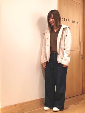 「coen（コーエン）のアイテム（ピーコート）」を使った、coen ゆきさん（レディース・156cm）の秋コーディネート