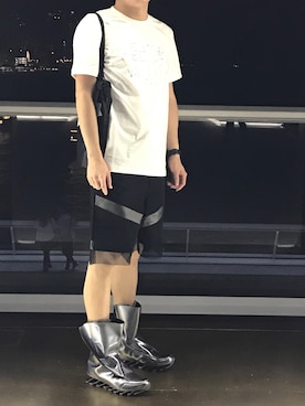 「アイテム（ブーツ、シルバー系）」を使った、Xさん（メンズ・175cm）の冬コーディネート