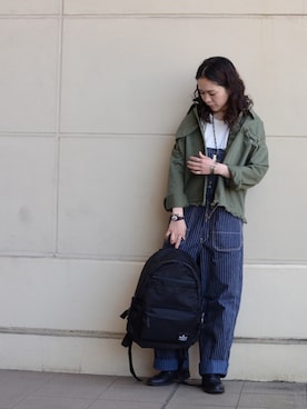 「Johnbull Private labo（ジョンブルプライベートラボ）のアイテム（ブルゾン）」を使った、Reiさん（レディース・157cm）の春コーディネート