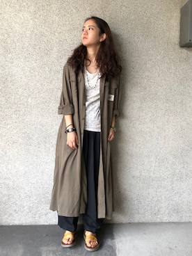 「AVIREX（アヴィレックス）のアイテム（シャツワンピース）」を使った、Reiさん（レディース・156cm）の夏コーディネート