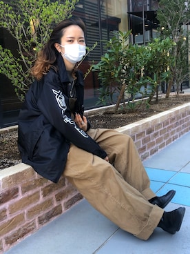 「春物」｜「アイテム（ブルゾン）」を使った、Reiさん（レディース・156cm）の春コーディネート