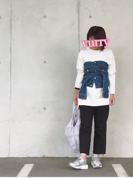 「アイテム（チューブトップ、ブルー系）」を使った、yurryさん（レディース・159cm）の春コーディネート