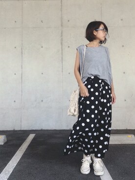 「WEGO（ウィゴー）のWEGO/マクラメ巾着ショルダーバッグ（ショルダーバッグ）」を使った、yurryさん（レディース・160cm）の夏コーディネート