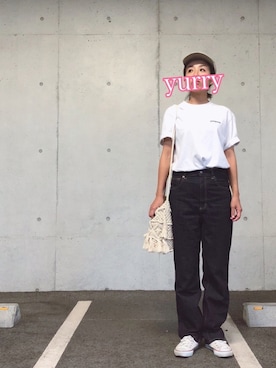 「WEGO（ウィゴー）のWEGO/マクラメ巾着ショルダーバッグ（ショルダーバッグ）」を使った、yurryさん（レディース・160cm）の秋コーディネート