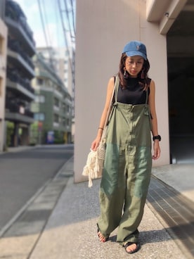 「WEGO（ウィゴー）のWEGO/マクラメ巾着ショルダーバッグ（ショルダーバッグ）」を使った、yurryさん（レディース・160cm）の夏コーディネート