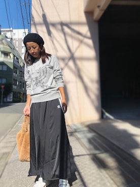 「やっぱりストリートが好き」｜「アイテム（ハンチング/ベレー帽）」を使った、yurryさん（レディース・160cm）の秋コーディネート