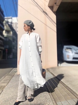 「秋のマイ旬スタイル」｜「アイテム（ハンチング/ベレー帽）」を使った、yurryさん（レディース・159cm）の秋コーディネート