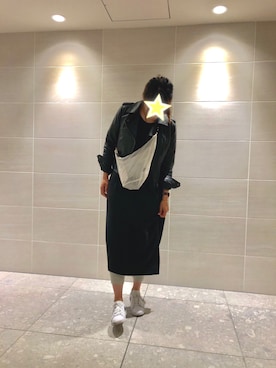 「EGOIST（エゴイスト）のアイテム（ライダースジャケット）」を使った、miiさん（レディース・162cm）の春コーディネート