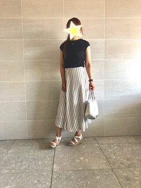 「Daniel Wellington（ダニエルウェリントン）の【Daniel Wellington】レザーバンド３６ＭＭ（アナログ腕時計）」を使った、miiさん（レディース・162cm）の夏コーディネート