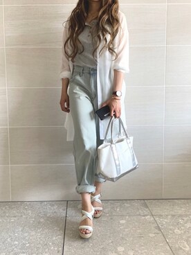 「Daniel Wellington（ダニエルウェリントン）の【Daniel Wellington】レザーバンド３６ＭＭ（アナログ腕時計）」を使った、miiさん（レディース・162cm）の夏コーディネート