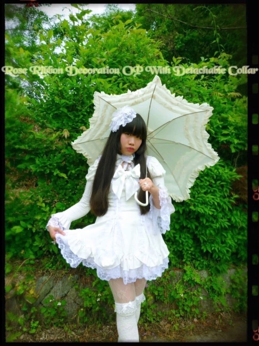 ♡BABY♡フリルアンブレラ/晴雨兼用傘/オフ白