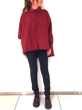 「アイテム（ドレスシューズ、ブラウン系）」を使った、葉月さん（レディース・155cm）の秋コーディネート