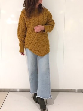 「アイテム（ブーツ、グリーン系）」を使った、葉月さん（レディース・155cm）の秋コーディネート