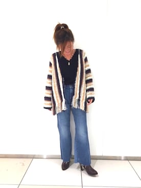 「アイテム（カーディガン/ボレロ、その他）」を使った、葉月さん（レディース・155cm）の秋コーディネート