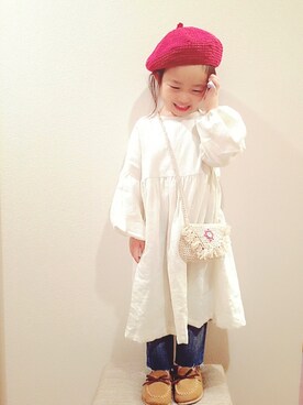 「handmade」｜「アイテム（モカシン/デッキシューズ）」を使った、m.yさん（キッズ・100cm）の冬コーディネート