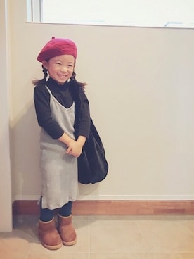 「おさげ」｜「アイテム（ハンチング/ベレー帽）」を使った、m.yさん（キッズ・110cm）の秋コーディネート