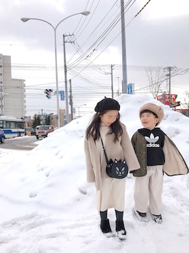 「2018マイベストコーデ」｜「アイテム（ハンチング/ベレー帽）」を使った、m.yさん（キッズ・110cm）の冬コーディネート