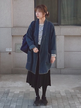 「アイテム（シュシュ、ゴールド系）」を使った、wei☆chanさん（レディース・166cm）の春コーディネート