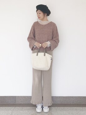 「Heather（ヘザー）のドットチュールインナー長袖   774856（Tシャツ/カットソー）」を使った、wei☆chanさん（レディース・166cm）の冬コーディネート