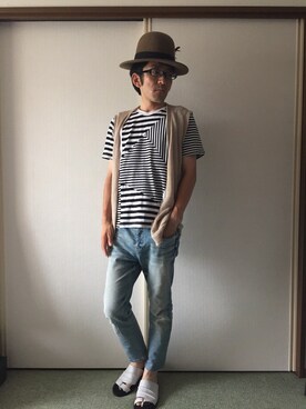 「TORNADO MART（トルネードマート）のアイテム（帽子）」を使った、golden.Kさん（メンズ・166cm）の夏コーディネート