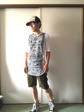 「MK MICHEL KLEIN HOMME （エムケーミッシェルクランオム）のアイテム（パンツ）」を使った、golden.Kさん（メンズ・166cm）の夏コーディネート