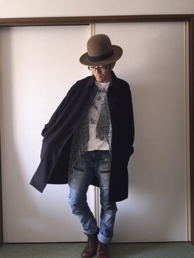 「TORNADO MART（トルネードマート）のアイテム（帽子）」を使った、golden.Kさん（メンズ・166cm）の秋コーディネート