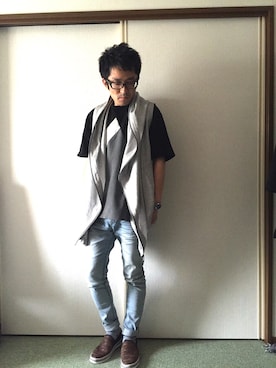 「MK MICHEL KLEIN HOMME （エムケーミッシェルクランオム）のアイテム（スリッポン）」を使った、golden.Kさん（メンズ・166cm）の春コーディネート