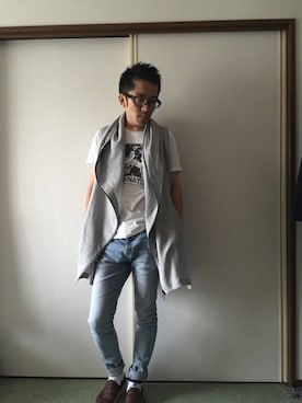 「MK MICHEL KLEIN HOMME （エムケーミッシェルクランオム）のアイテム（スリッポン）」を使った、golden.Kさん（メンズ・166cm）の夏コーディネート