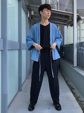 「tk.TAKEO KIKUCHI」｜「アイテム（デニムジャケット）」を使った、tk.TAKEO KIKUCHI 京都藤井大丸店さん（メンズ・178cm）の夏コーディネート