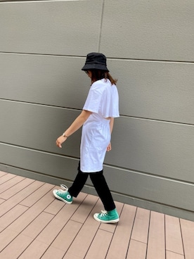 「H&M（エイチ・アンド・エム）のアイテム（ワンピース/ドレス、ホワイト系）」を使った、　aRisaさん（レディース・164cm）の夏コーディネート