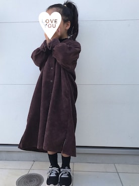 「CIAOPANIC TYPY（チャオパニックティピー）のアイテム（シャツワンピース）」を使った、M♡Aさん（キッズ・110cm）の冬コーディネート