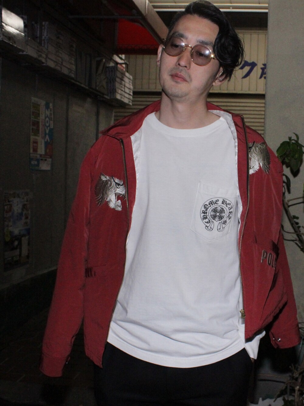 「アメカジ、ストリート、大人カジュアル、メンズライク、Chrome Hearts、CALEE、神戸、美容室、三宮、reflection」｜「CHROME HEARTSのアイテム（Tシャツ/カットソー、ホワイト系）」を使った、REFLECTIONさん（メンズ・100cm）の春コーディネートの1枚目の写真