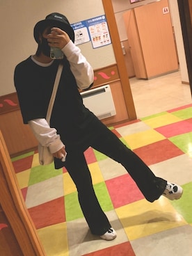 「CAMP7（キャンプセブン）のアイテム（Tシャツ/カットソー、ホワイト系）」を使った、rikuさん（レディース・153cm）の秋コーディネート