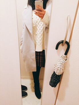 「AS KNOW AS PINKY（アズノゥアズピンキー）のアイテム（チェスターコート）」を使った、にごうさん（レディース・155cm）の冬コーディネート