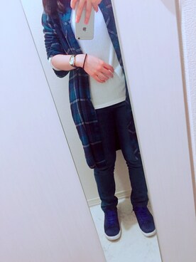 「AS KNOW AS PINKY（アズノゥアズピンキー）のアイテム（シャツワンピース）」を使った、にごうさん（レディース・155cm）の春コーディネート