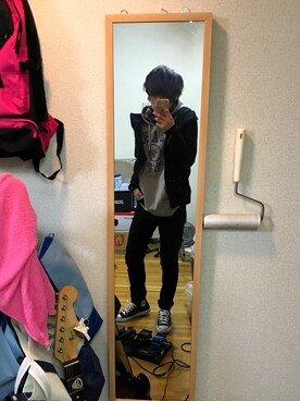 「CONVERSE（コンバース）のconverse コンバース ALL STAR HI オールスター ハイ 3206 BLACK(US)（スニーカー）」を使った、こうさん（メンズ・172cm・10代）の春コーディネート