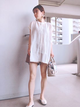 「キュロット」｜「アイテム（トートバッグ）」を使った、ＫＵＭＩさん（レディース・156cm）の夏コーディネート
