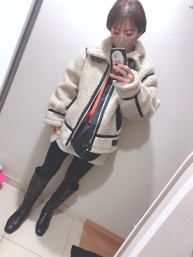 「Ungrid（アングリッド）のアイテム（ムートンコート）」を使った、ＫＵＭＩさん（レディース・156cm）の冬コーディネート