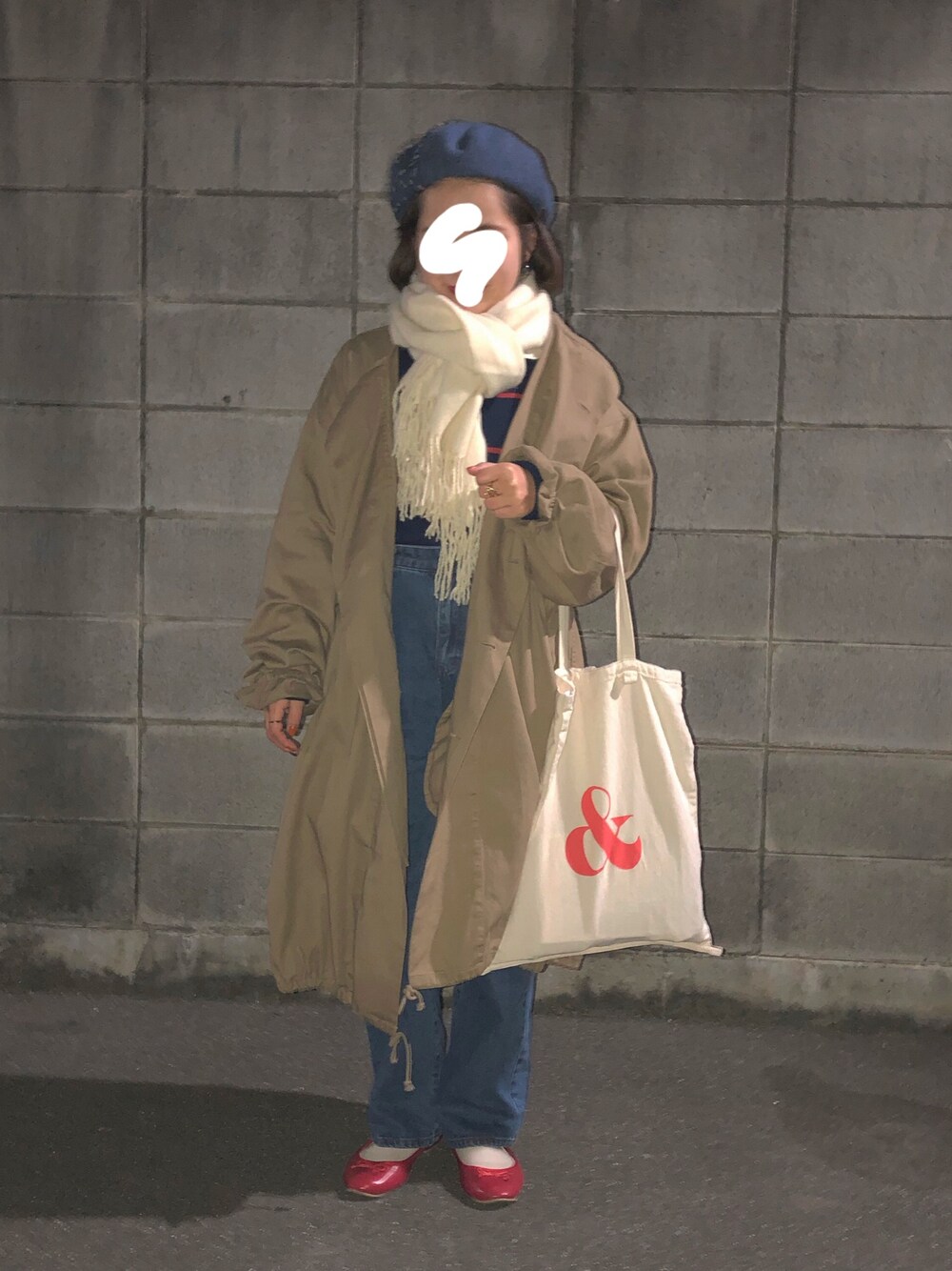 「お気に入りの服でデートに行こう、カジュアルコーデ、春、オトナカジュアル、お洒落さんとつながりたい、今日のコーデ、Kastane、KBF、カオリノモリ」｜「kaorinomoriのアイテム（ハンチング/ベレー帽、ブルー系）」を使った、harukaさん（レディース・150cm）の冬コーディネートの1枚目の写真