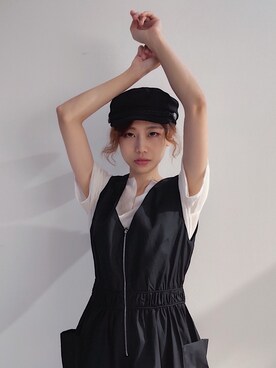 「日系极简」｜「アイテム（ジャンパースカート）」を使った、Aug.さん（レディース・165cm）の夏コーディネート