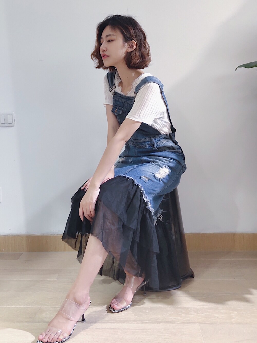 「复古、连衣裙」｜「May.のアイテム（スカート、ブルー系）」を使った、Aug.さん（レディース・165cm）の夏コーディネートの1枚目の写真