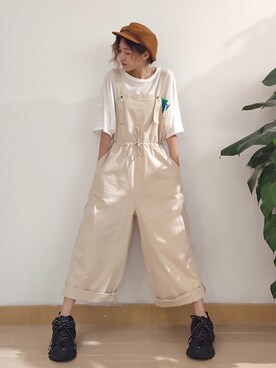「日系极简」｜「アイテム（サロペット/オーバーオール）」を使った、Aug.さん（レディース・165cm）の夏コーディネート